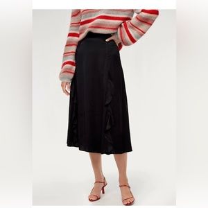 Aritzia Little Moon Belladonna midi satin skirt
